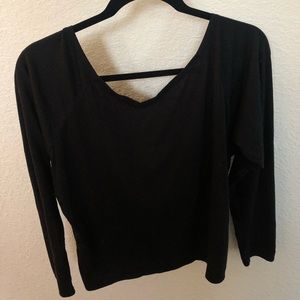 Fabletics Open back Long Sleeve Black Top!